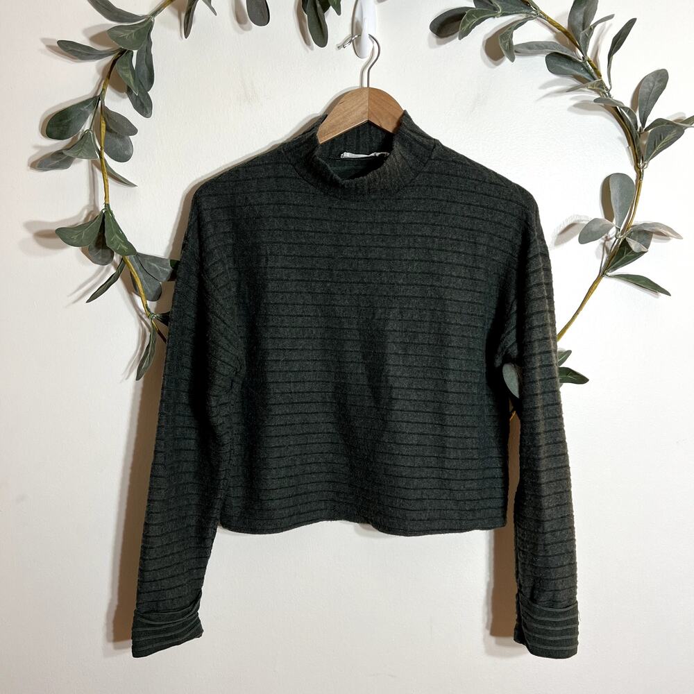 LUSH Green Ribbed Long Sleeve LAST CALL